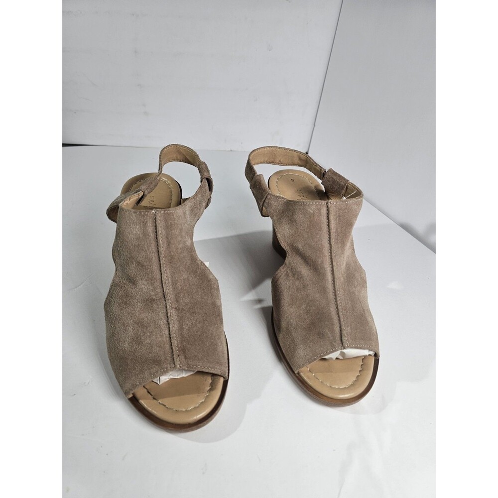 Sophia Milano Taupe Suede Open Toe Wedge Bootie Sandals Size 9